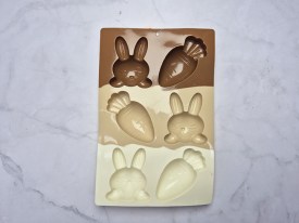 Molde silicona tricolor 3 zanahoria 3 conejos